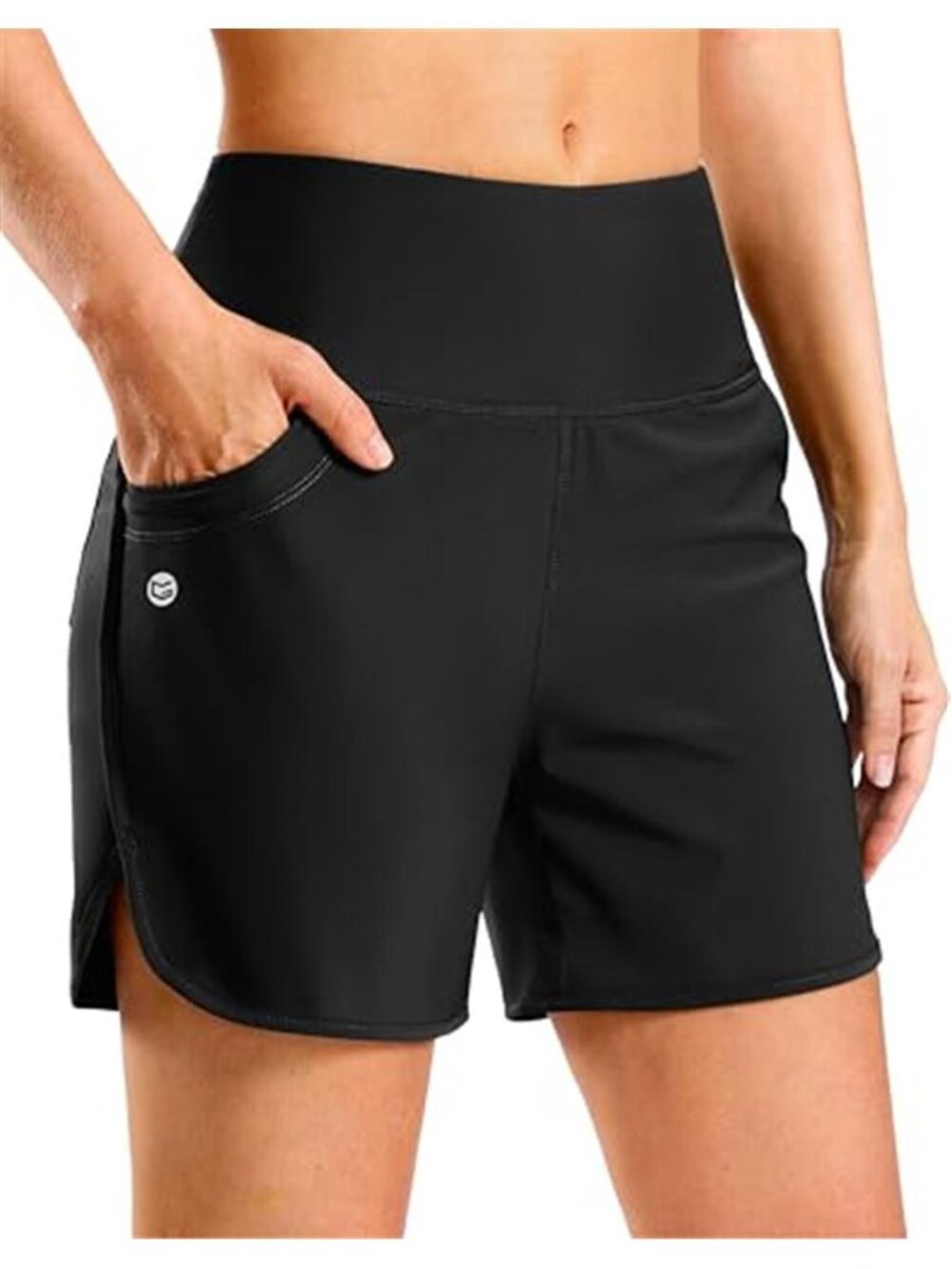 Womens High Waisted Swim Board Shorts Pockets Tummy Control Bathing Suit Bottoms